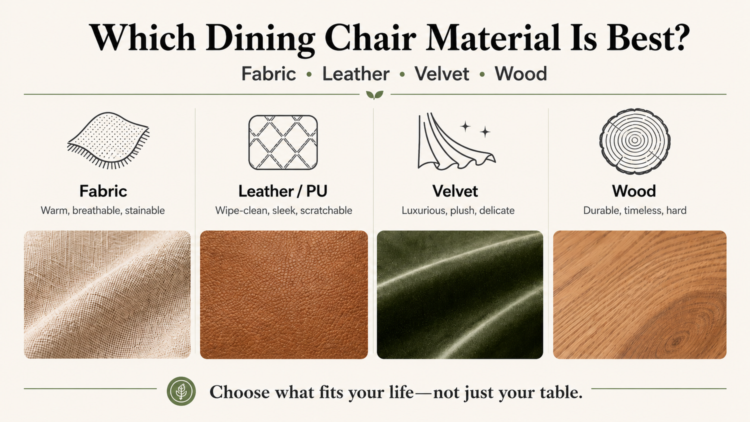 Fabric vs Leather vs Velvet vs Wood: Which is the Best Dining Chair Material?