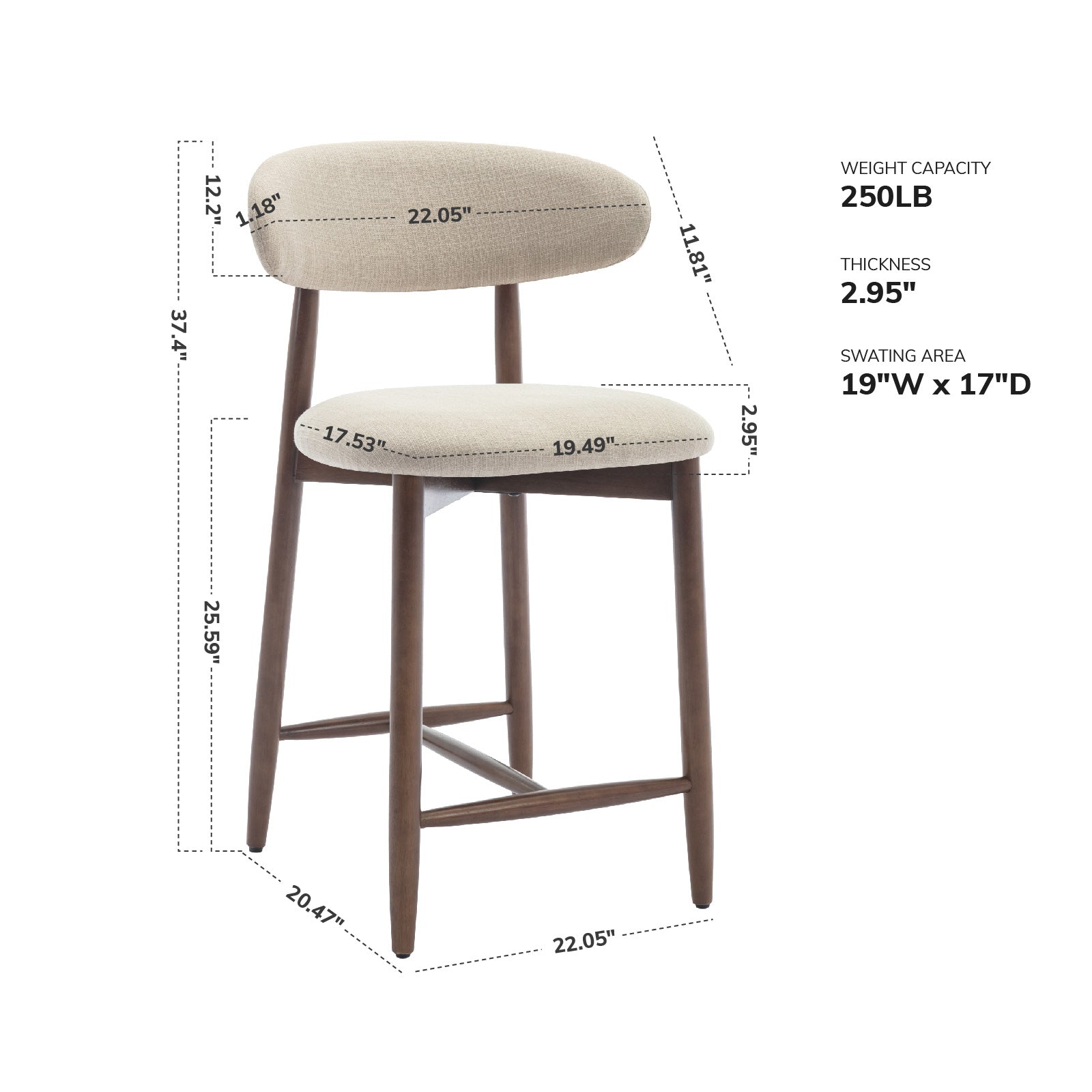 COLAMY ARLA Scandi Minimalist Bar Stool