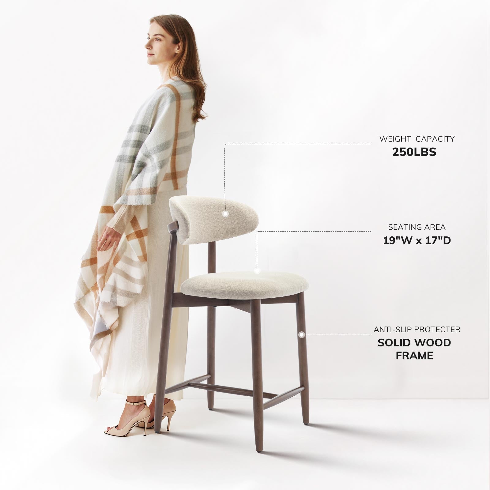 COLAMY ARLA Scandi Minimalist Bar Stool