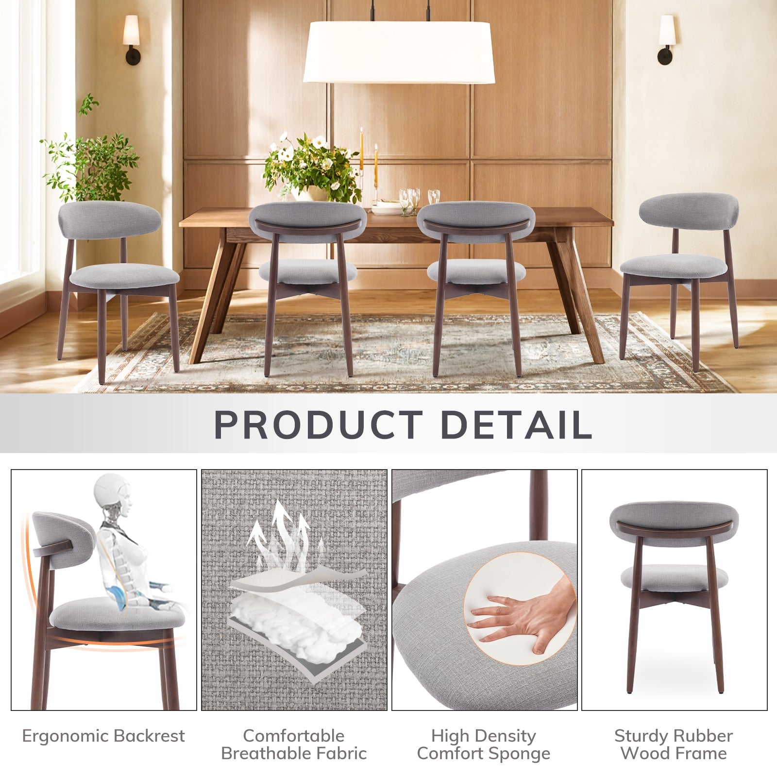 COLAMY NOYA Mid-Century Modern Dining Chair