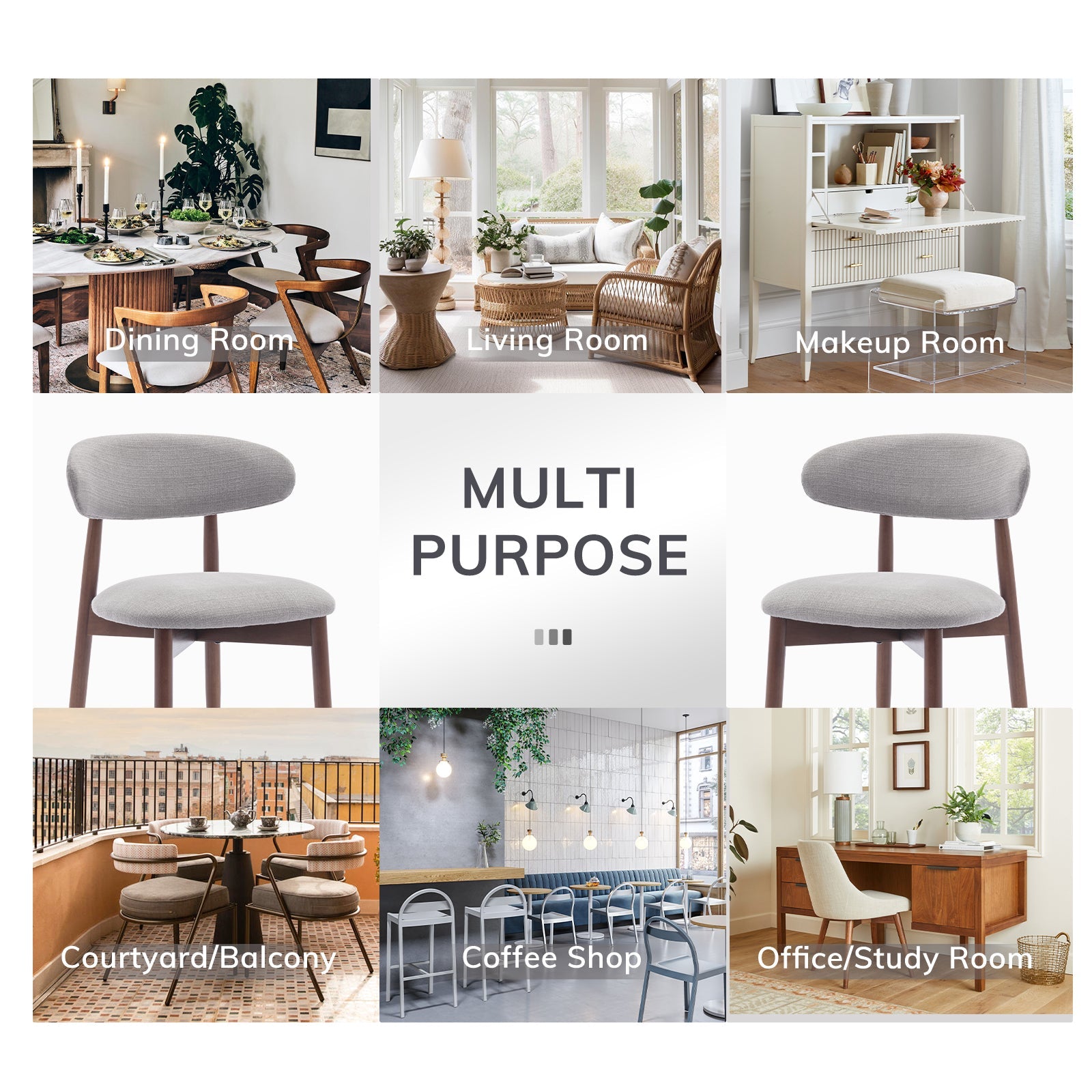 Chaise de salle à manger moderne du milieu du siècle COLAMY NOYA