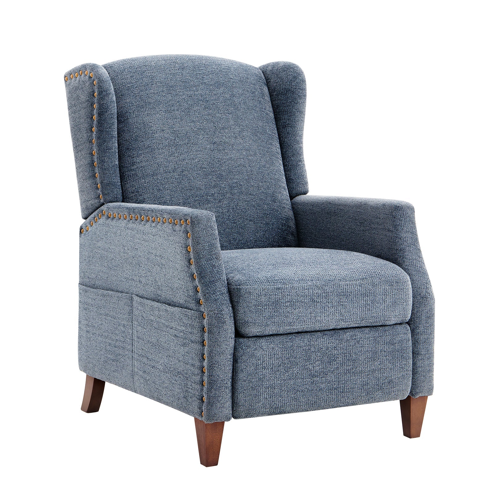 Fauteuil d'appoint COLAMY en tissu de couleur unie, fauteuil inclinable à dossier relevable, modèle W502