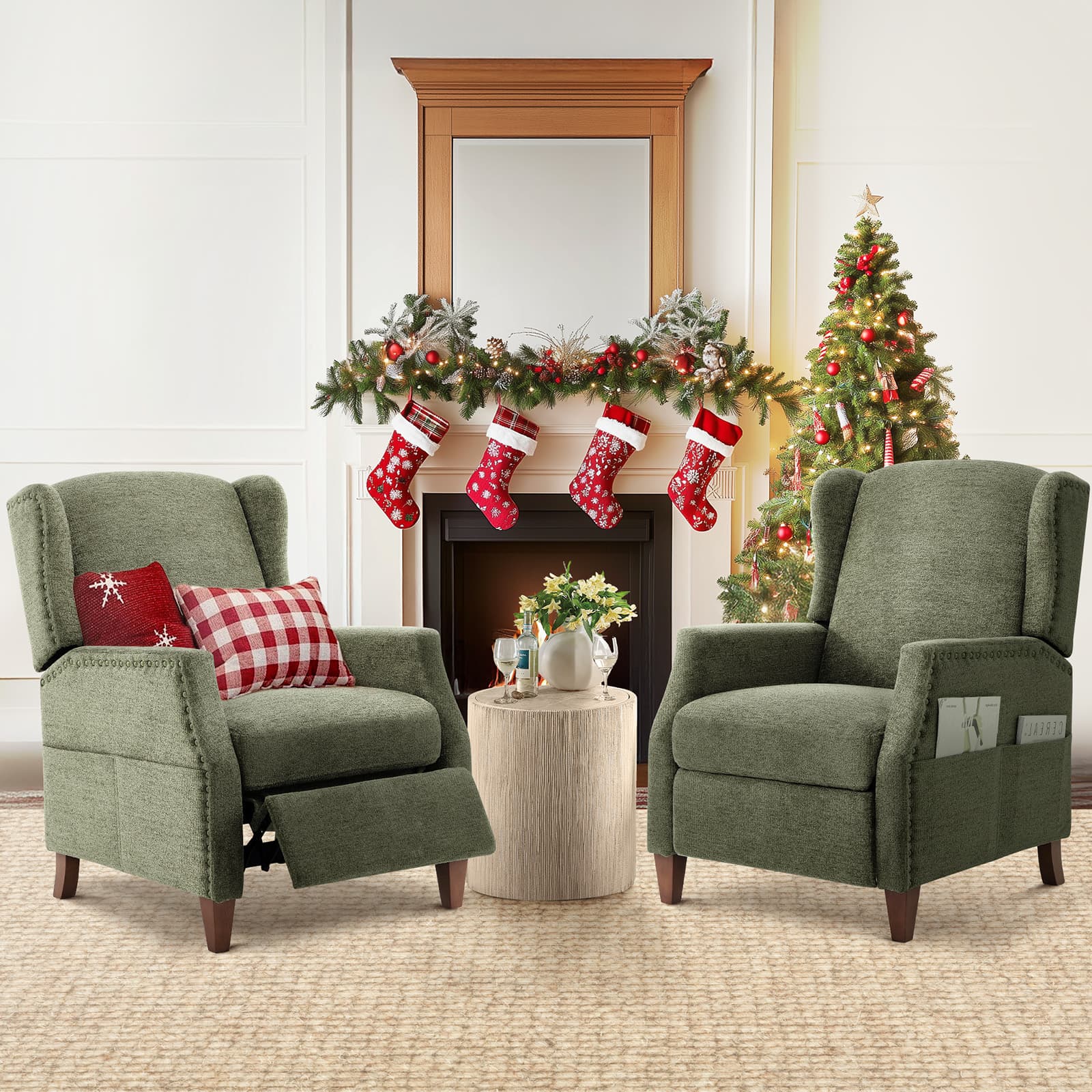 Fauteuil d'appoint COLAMY en tissu de couleur unie, fauteuil inclinable à dossier relevable, modèle W502