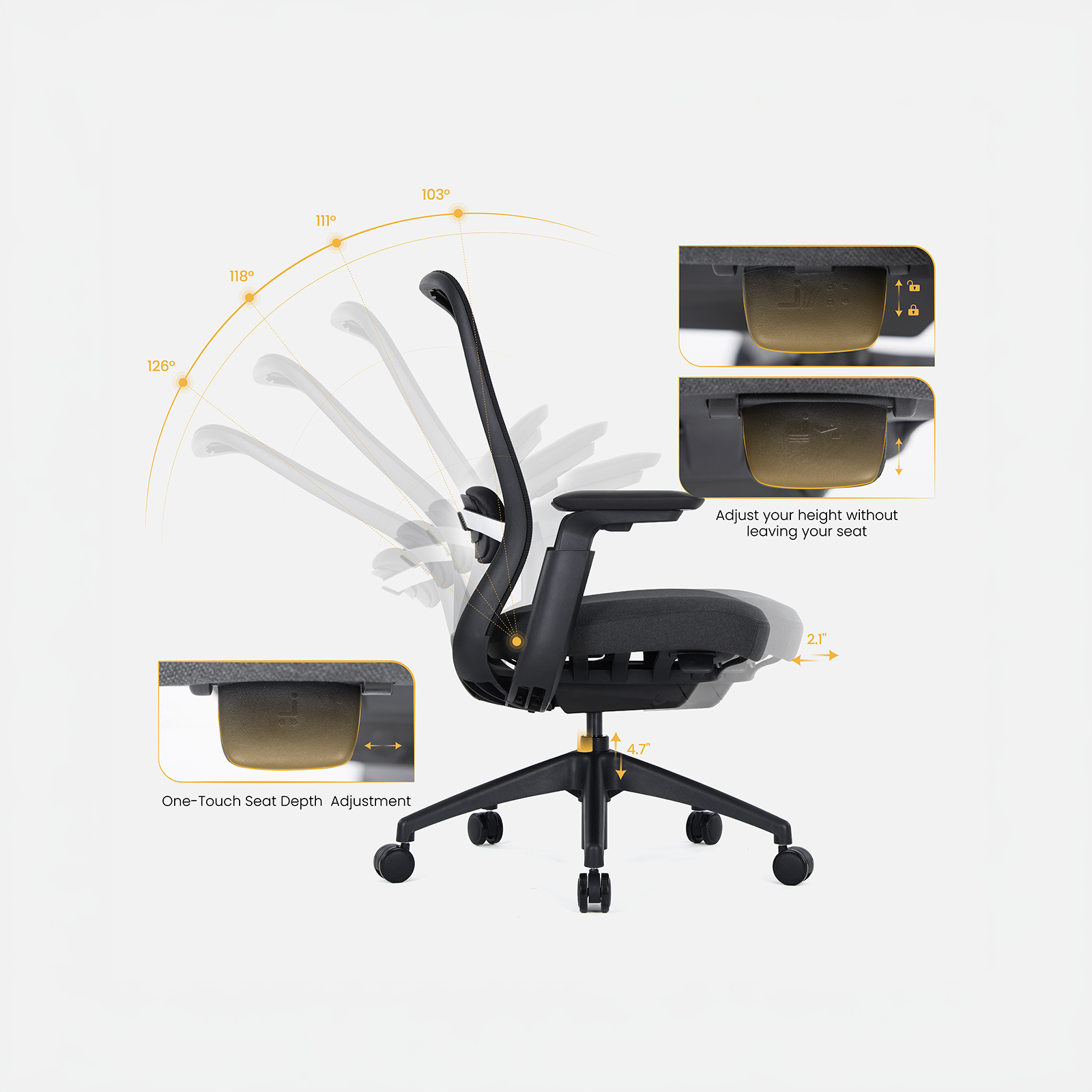 COLAMY AETHER Ergonomic Middle Back Mesh Office Chair