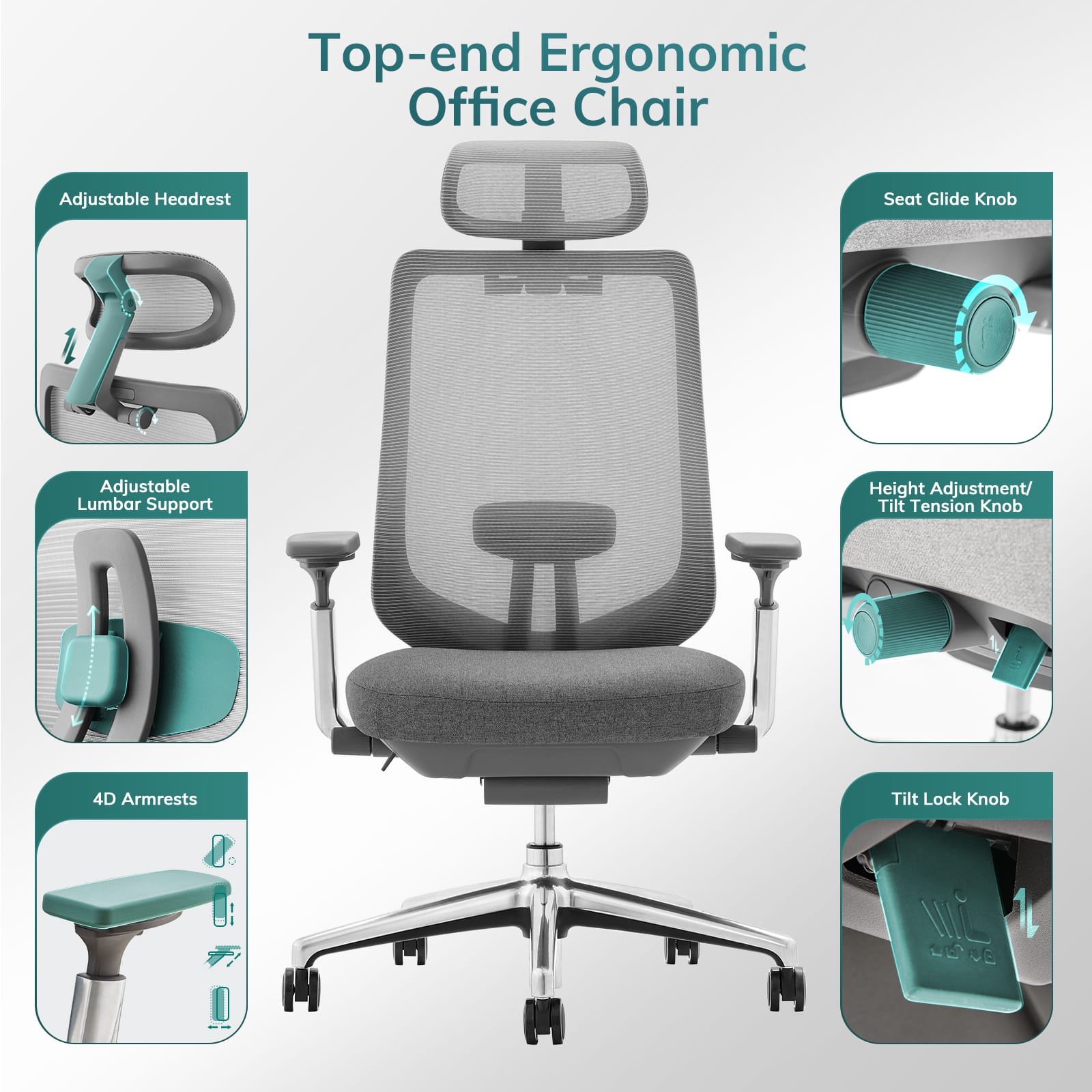 Chaise de bureau ergonomique exécutive COLAMY ATLAS