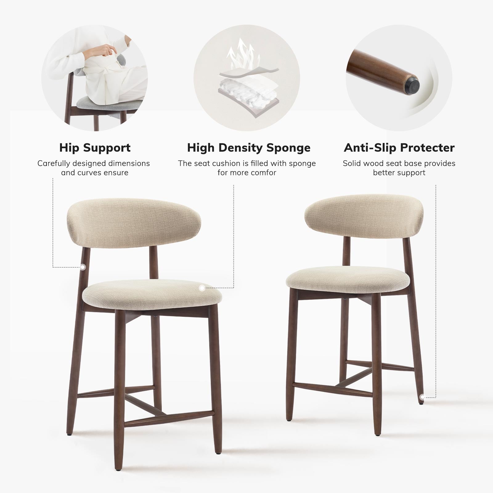 COLAMY ARLA Scandi Minimalist Bar Stool