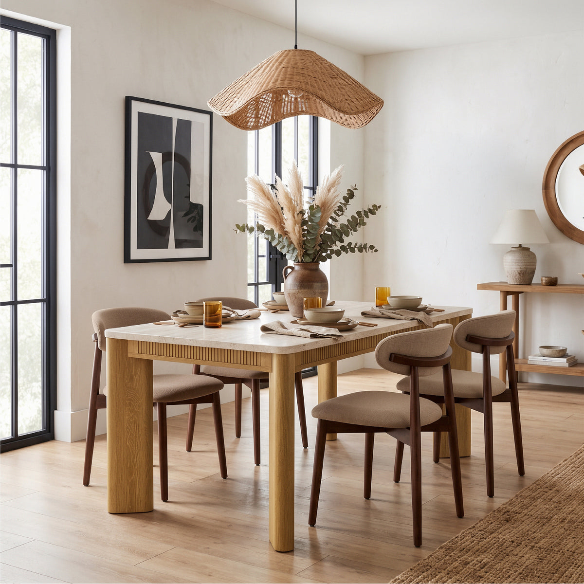 COLAMY VERSE 63" Dining Table with NOYA Dining Chairs Set for 4–6