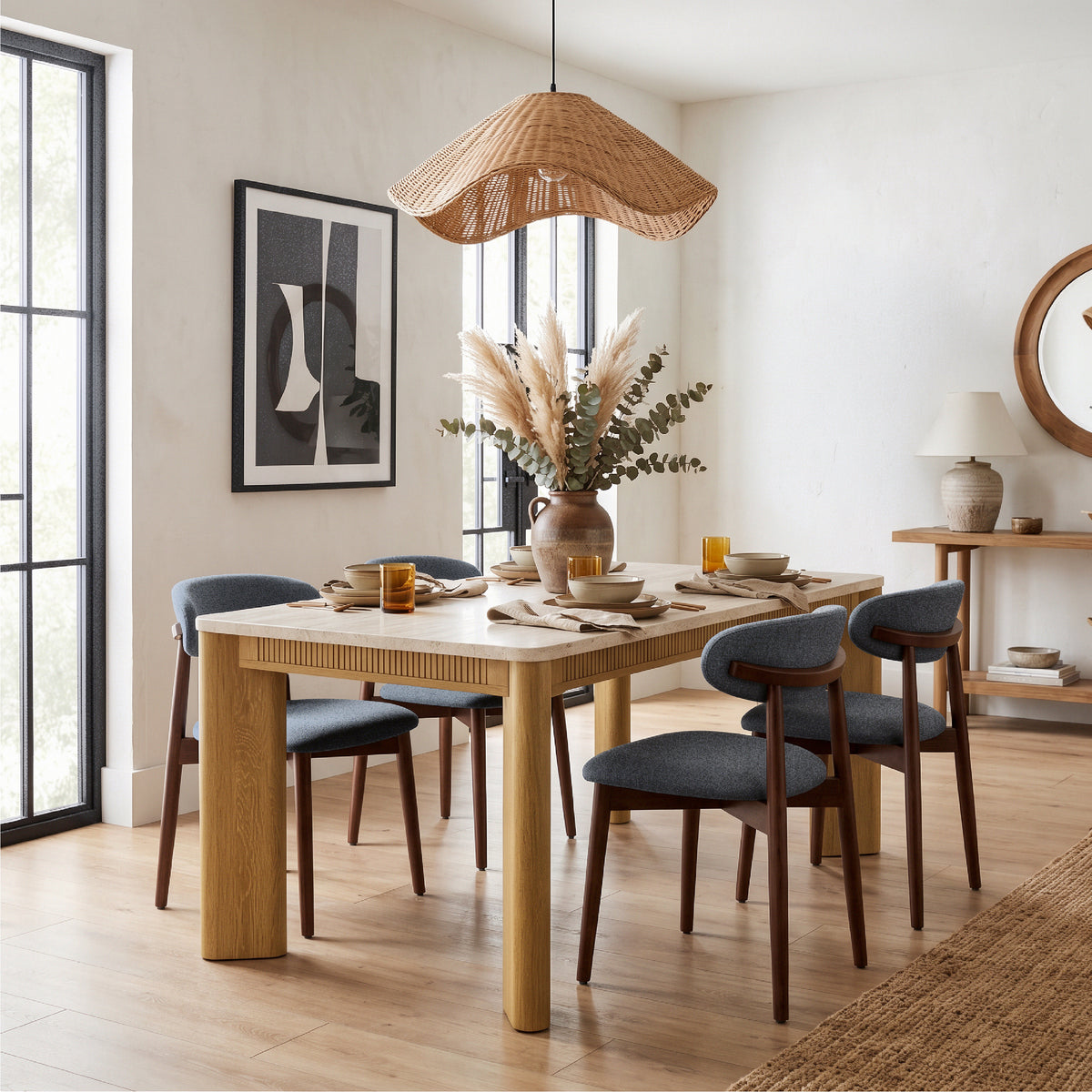 COLAMY VERSE 63" Dining Table with NOYA Dining Chairs Set for 4–6