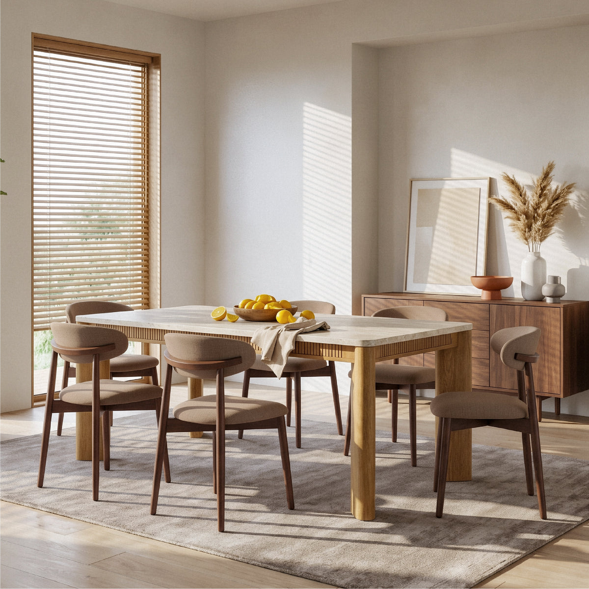 COLAMY VERSE 63" Dining Table with NOYA Dining Chairs Set for 4–6
