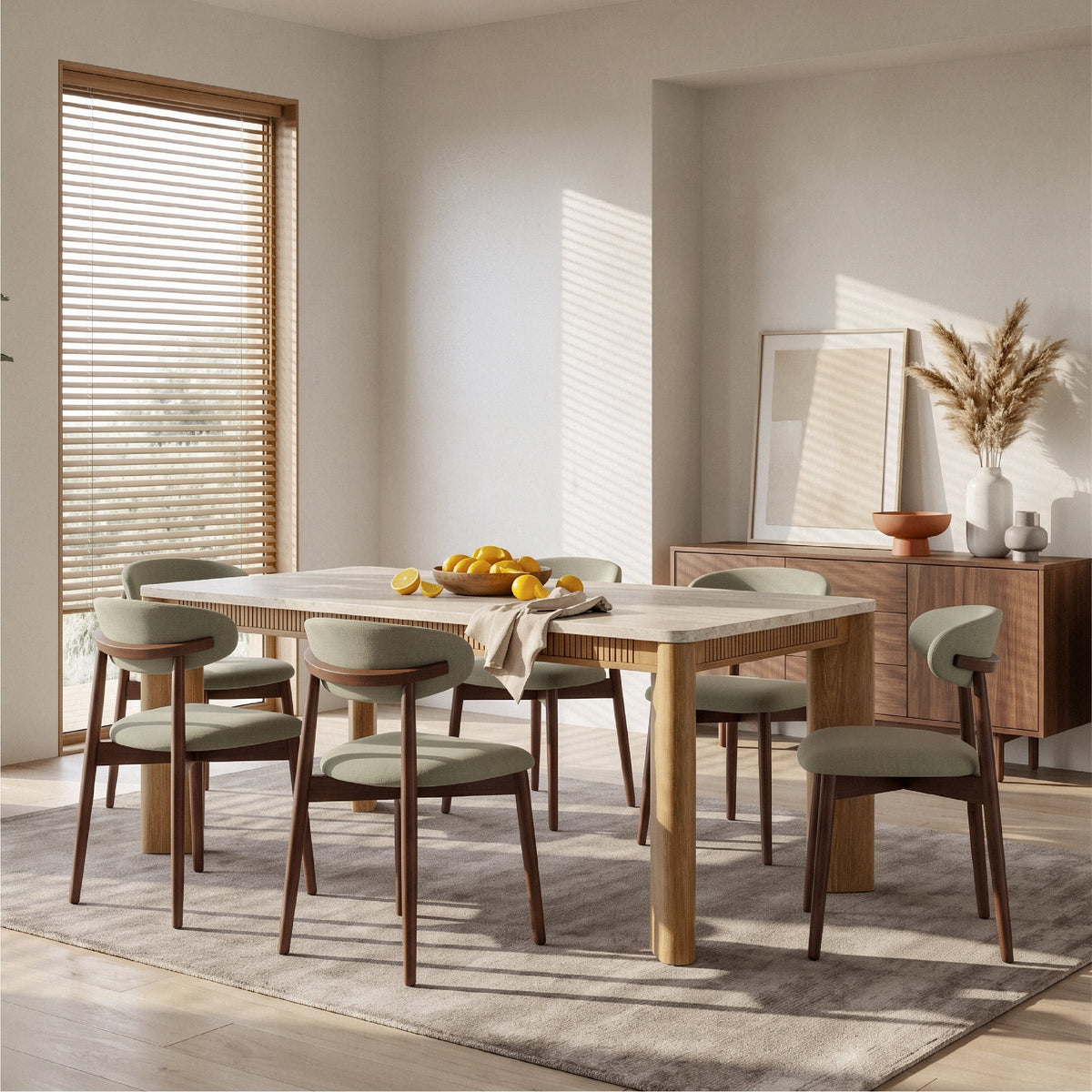 COLAMY VERSE 63" Dining Table with NOYA Dining Chairs Set for 4–6