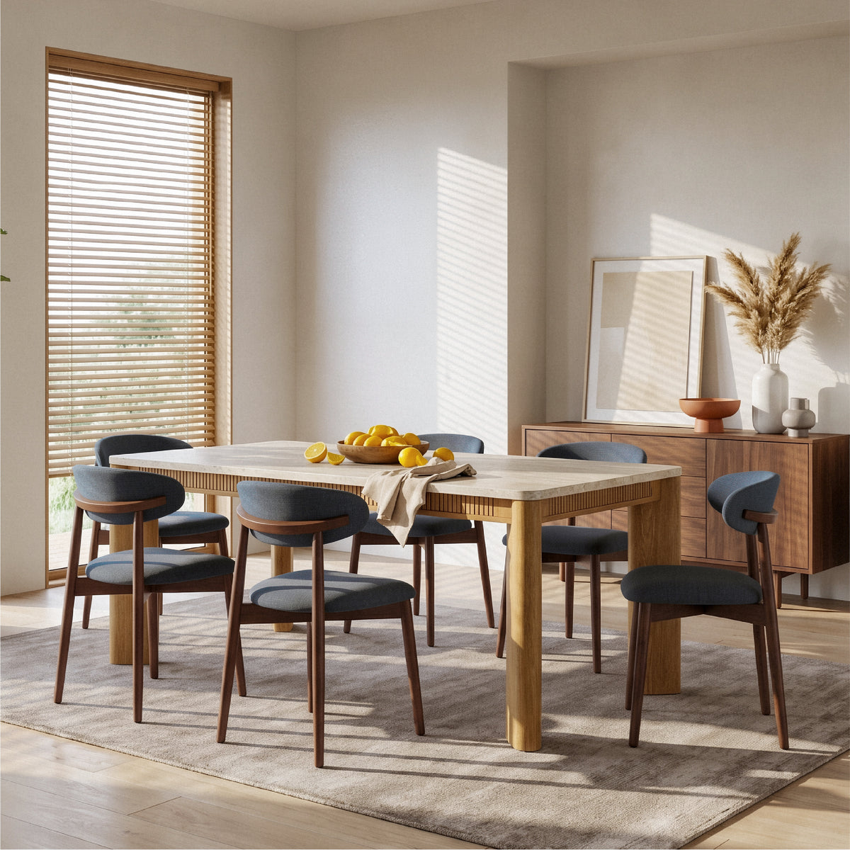 COLAMY VERSE 63" Dining Table with NOYA Dining Chairs Set for 4–6