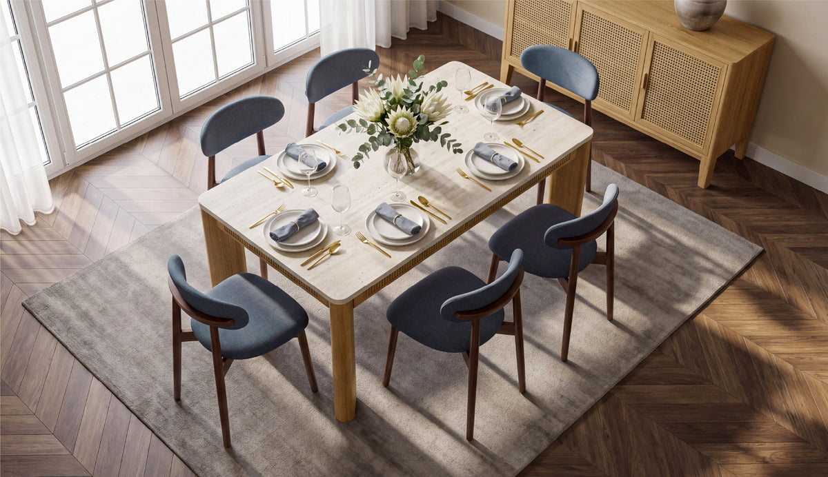 COLAMY VERSE 63" Dining Table with NOYA Dining Chairs Set for 4–6