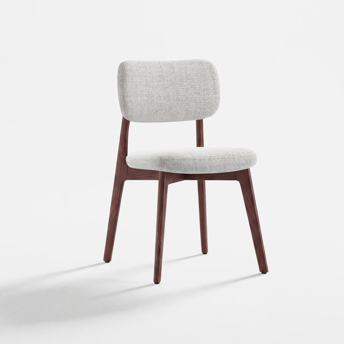 COLAMY NOYA Prime beige upholstered dining chair with walnut red oak frame