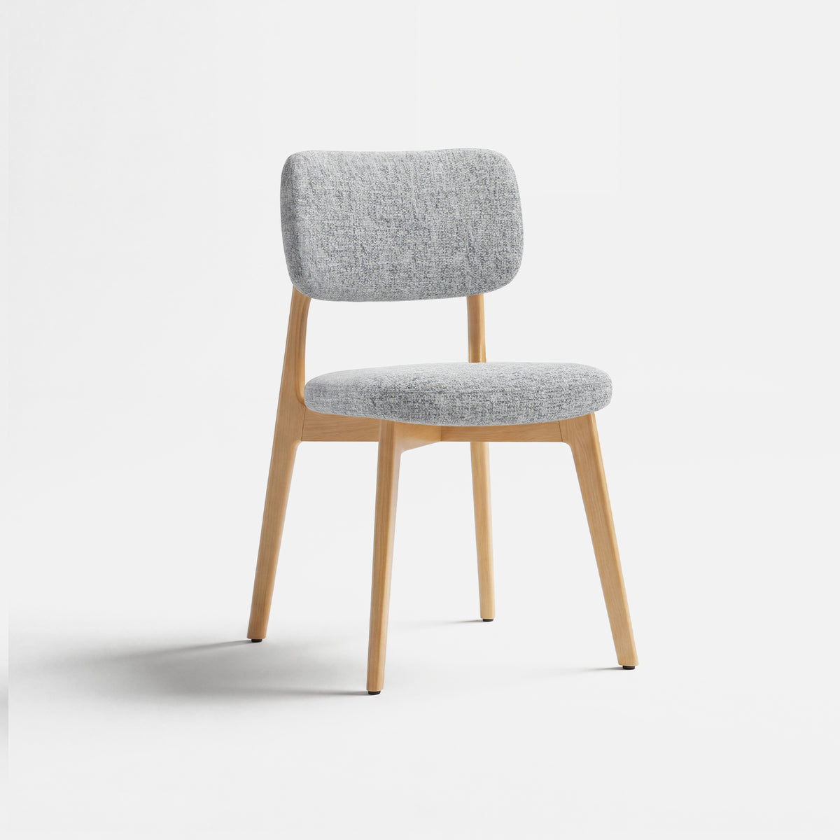 COLAMY NOYA Prime light gray upholstered dining chair with natural oak red oak frame