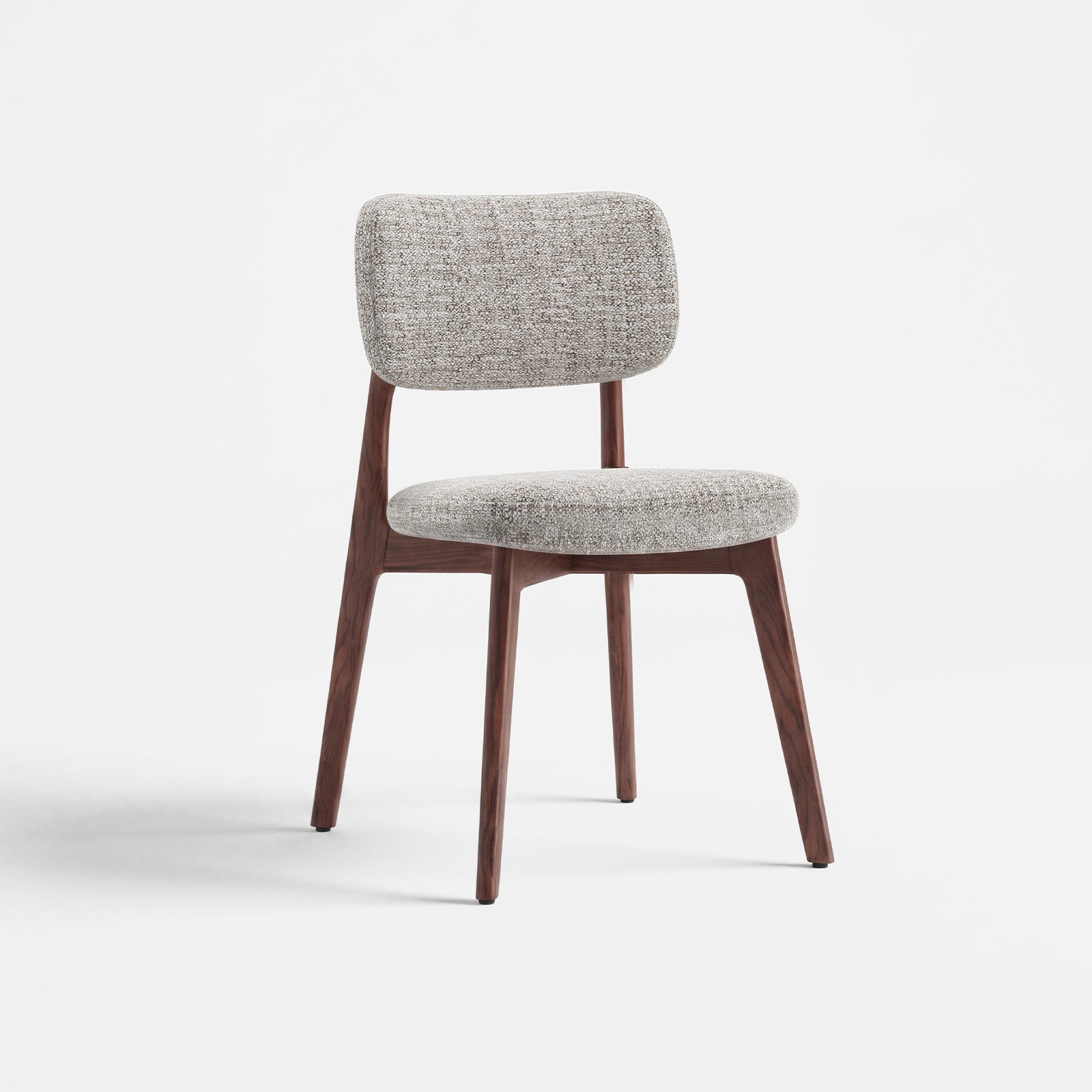 COLAMY NOYA Prime oatmeal upholstered dining chair with walnut red oak frame
