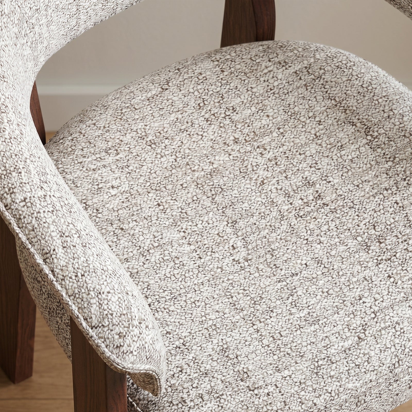 Top view of the padded curved backrest and textured upholstery on the HALO Luxe chair