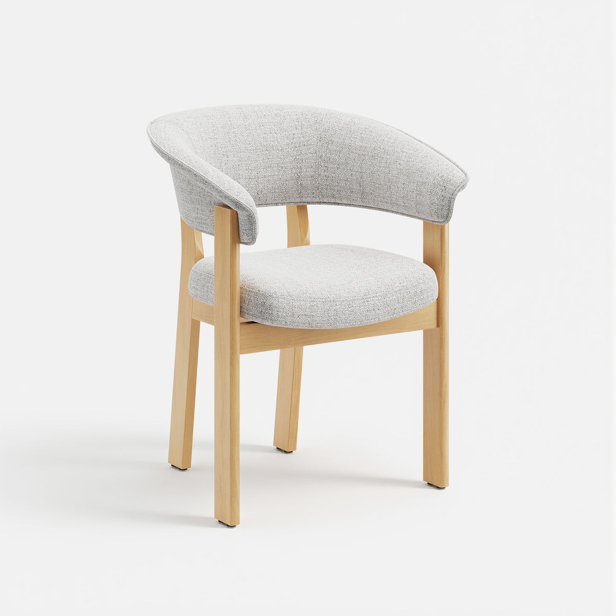 Beige upholstery and natural oak frame COLAMY HALO Luxe dining chair