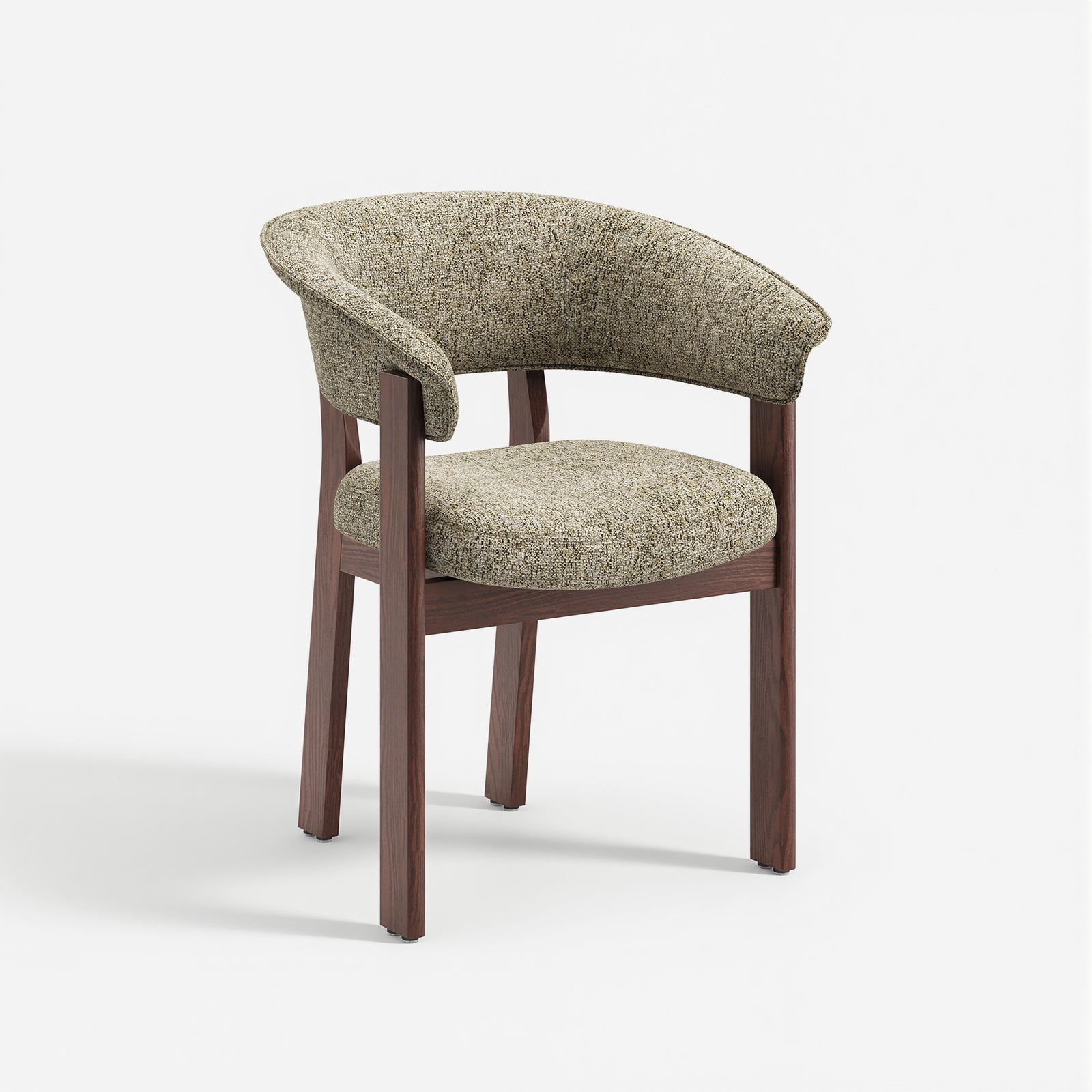 Oatmeal upholstery and walnut oak frame COLAMY HALO Luxe dining chair