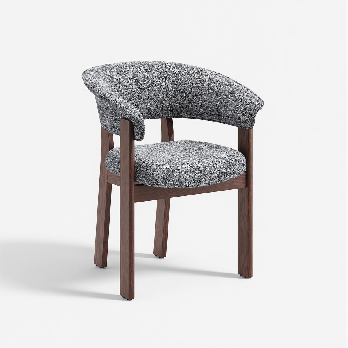 Dark gray upholstery and walnut oak frame COLAMY HALO Luxe dining chair