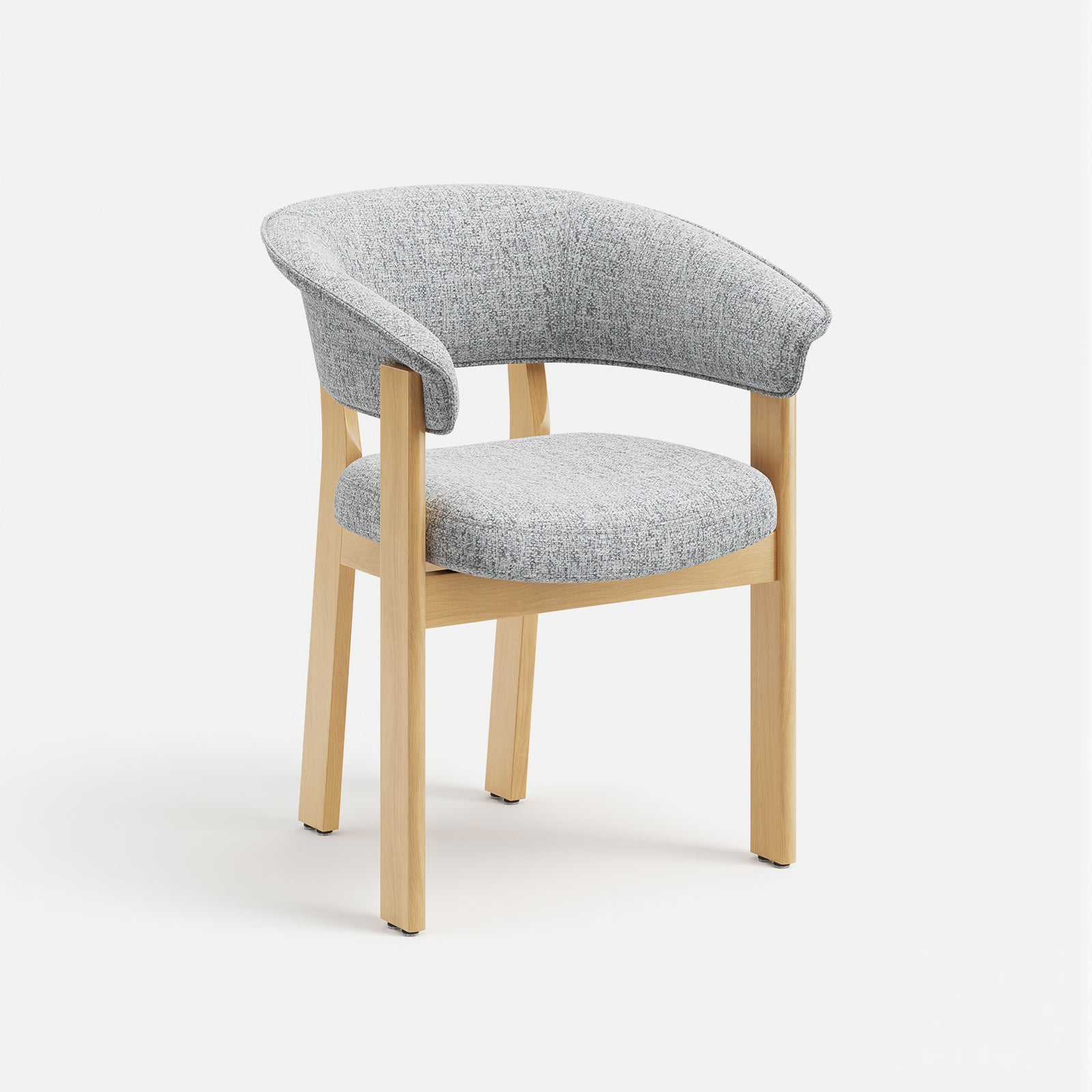 Light gray upholstery and natural oak frame COLAMY HALO Luxe dining chair