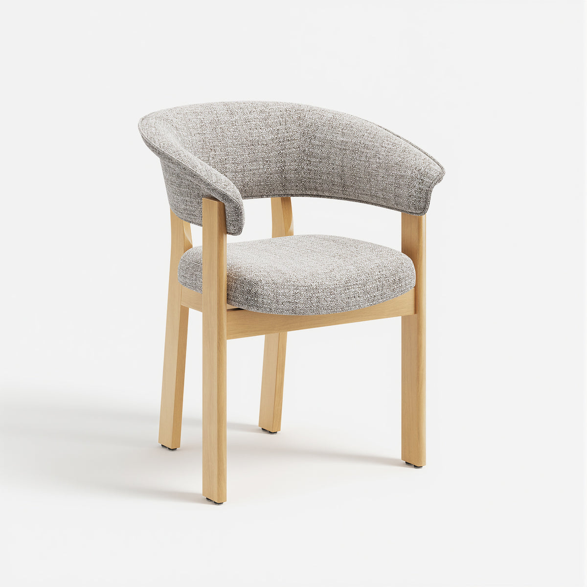 Oatmeal upholstery and natural oak frame COLAMY HALO Luxe dining chair