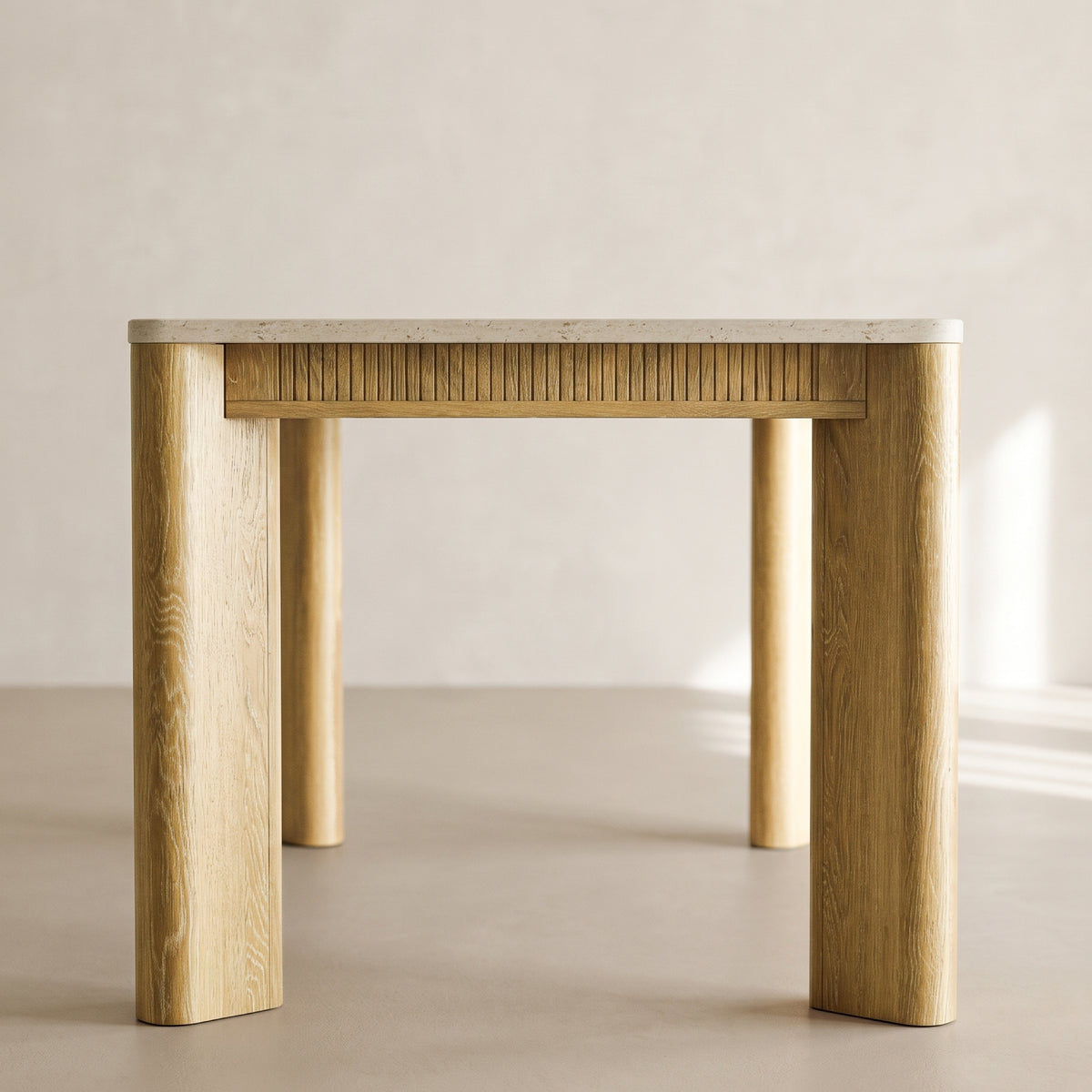 COLAMY VERSE 63" Travertine-Inspired Dining Table for 4–6
