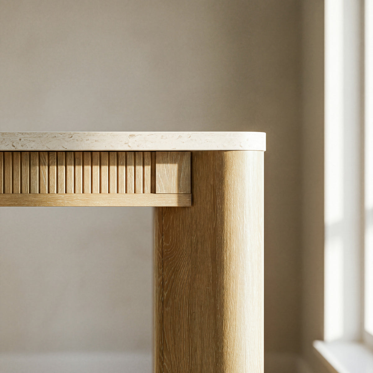 COLAMY VERSE 63" Travertine-Inspired Dining Table for 4–6