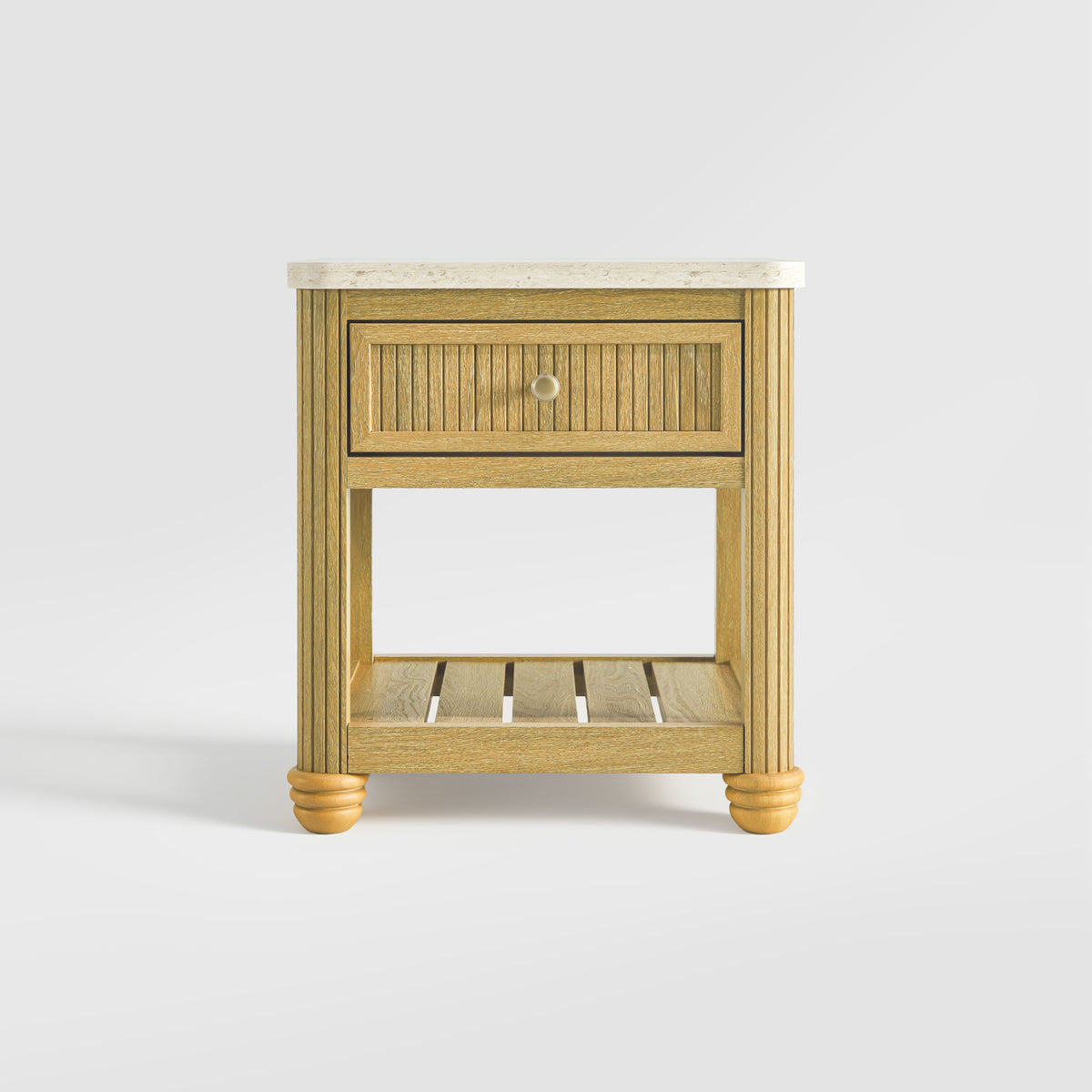 COLAMY VERSE Reeded End Table with Drawer and Open Shelf