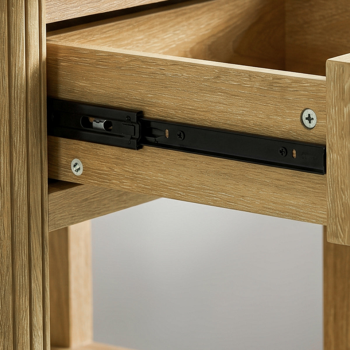 COLAMY VERSE Reeded End Table with Drawer and Open Shelf