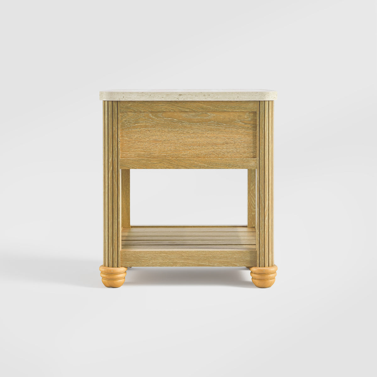 COLAMY VERSE Reeded End Table with Drawer and Open Shelf