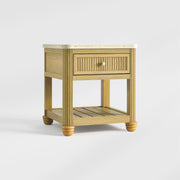 COLAMY VERSE Reeded End Table with Drawer and Open Shelf