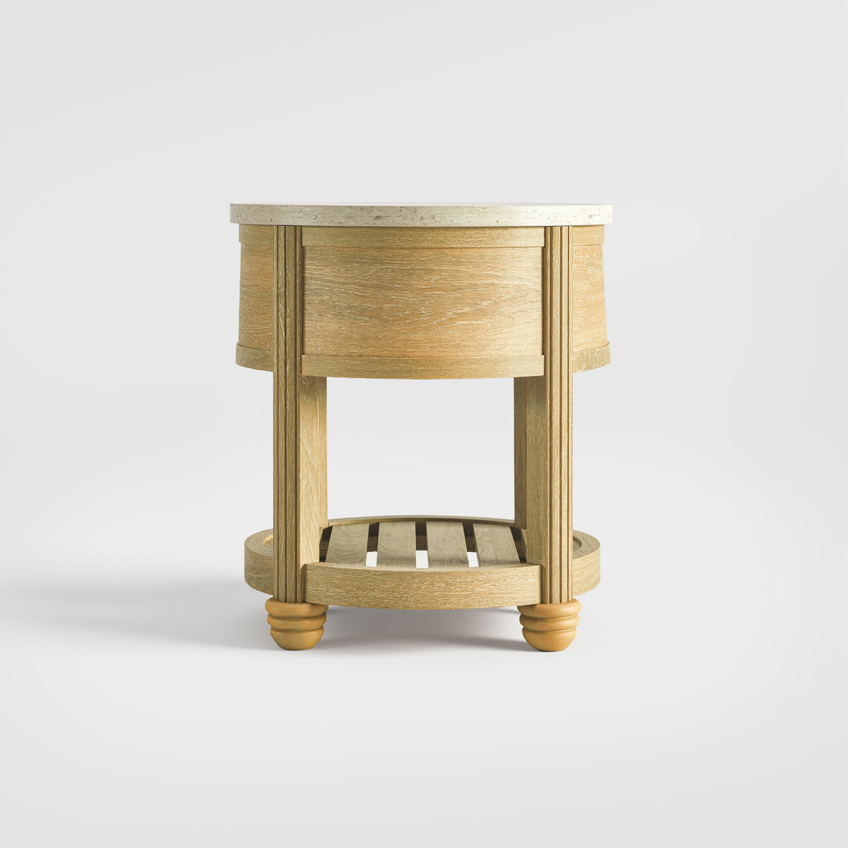 COLAMY VERSE Round End Table with Drawer & Storage Shelf