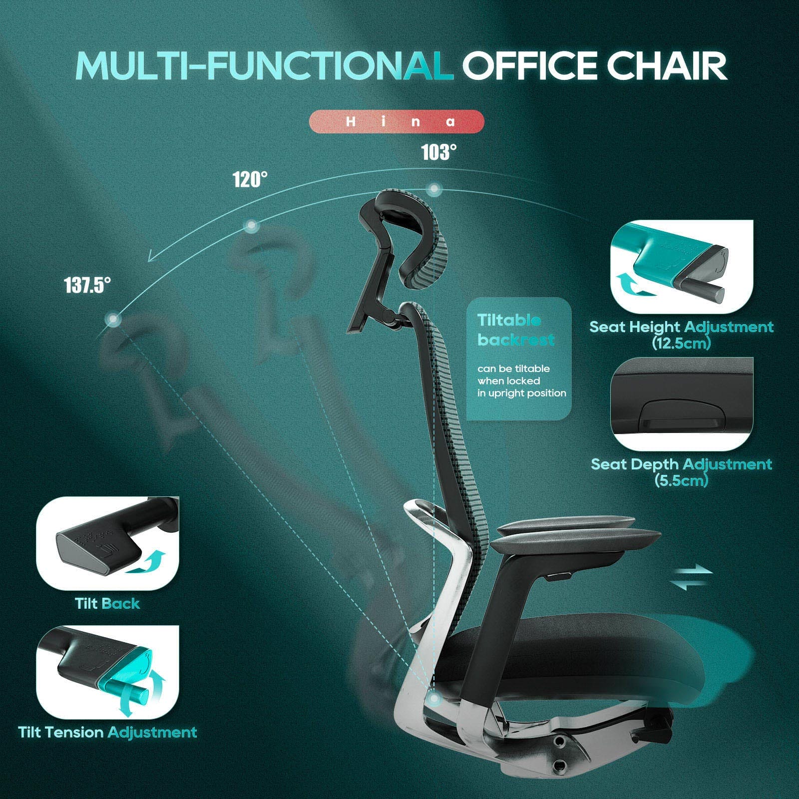 COLAMY HINA Modern Ergonomic Office Chair