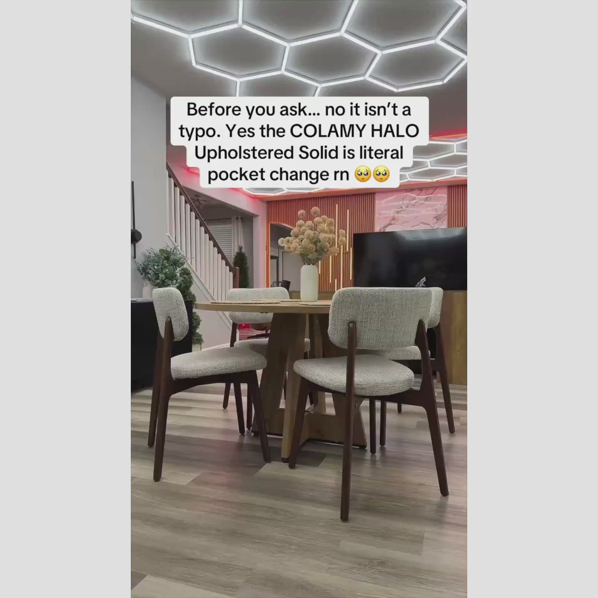 Load video: COLAMY HALO Prime OEKO-TEX® Certified Upholstered Dining Chair