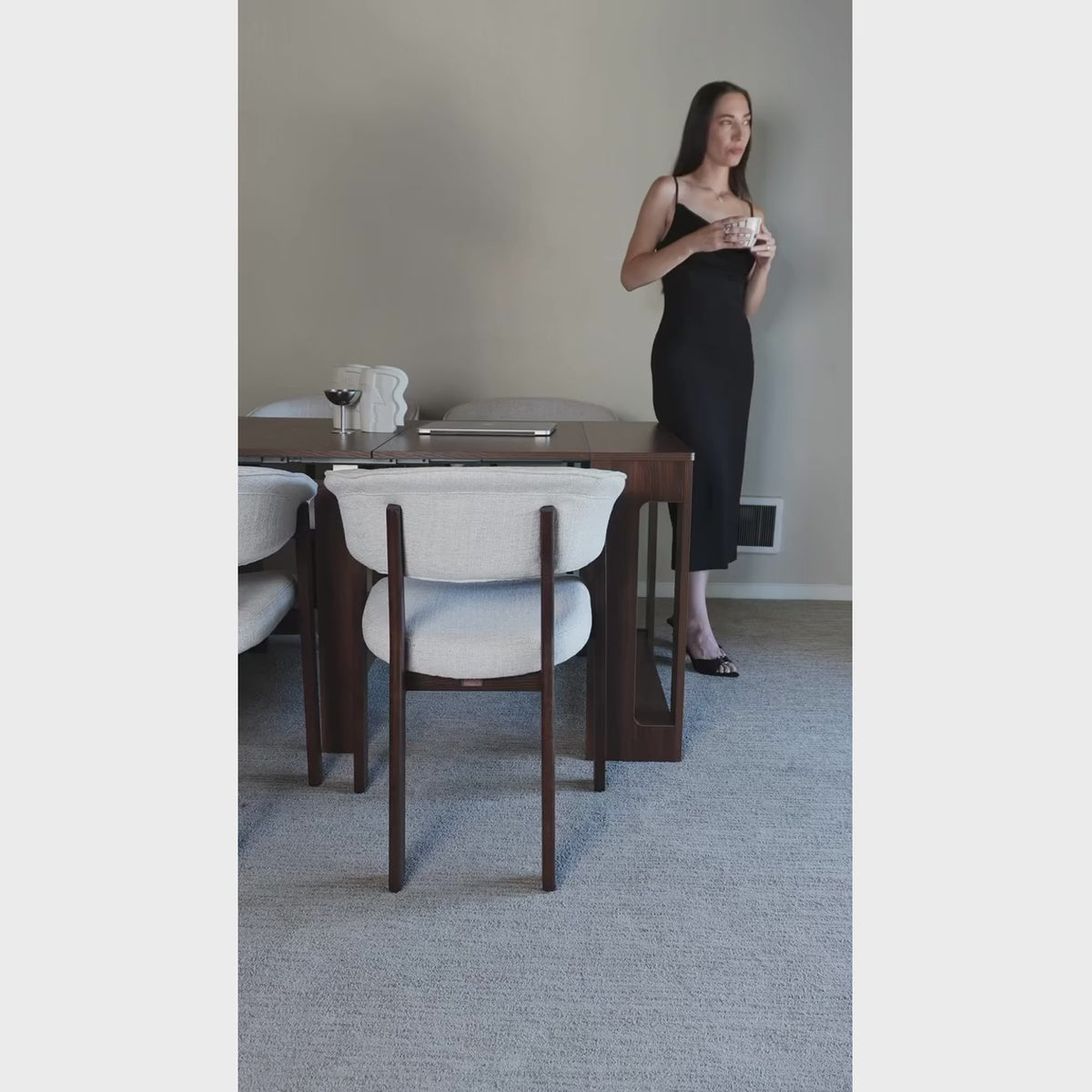 Load video: COLAMY HALO Luxe Fully Assembled Upholstered Dining Chair